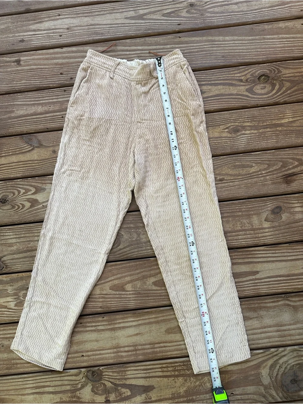 Momoni Italy Textured Velvet Tapered Pull-On Pants Size 38 Cream Beige